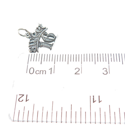SUNWEST 925 Sterling Silver Vintage Sweet 16 Oxidized Minimalist Charm Pendant