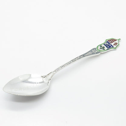 925 Sterling Silver Antique Canada Colorful Enamel Maple Leaf Spoon