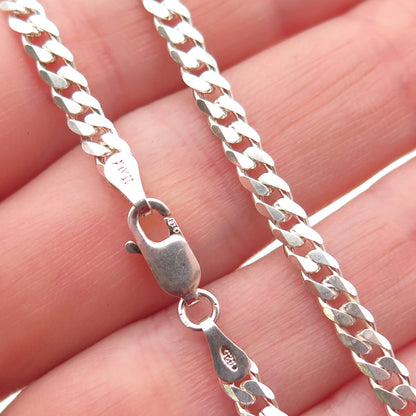 925 Sterling Silver Italy Cuban Chain Necklace 16"
