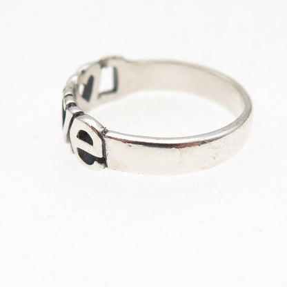 925 Sterling Silver Vintage Love Oxidized Ring Size 6