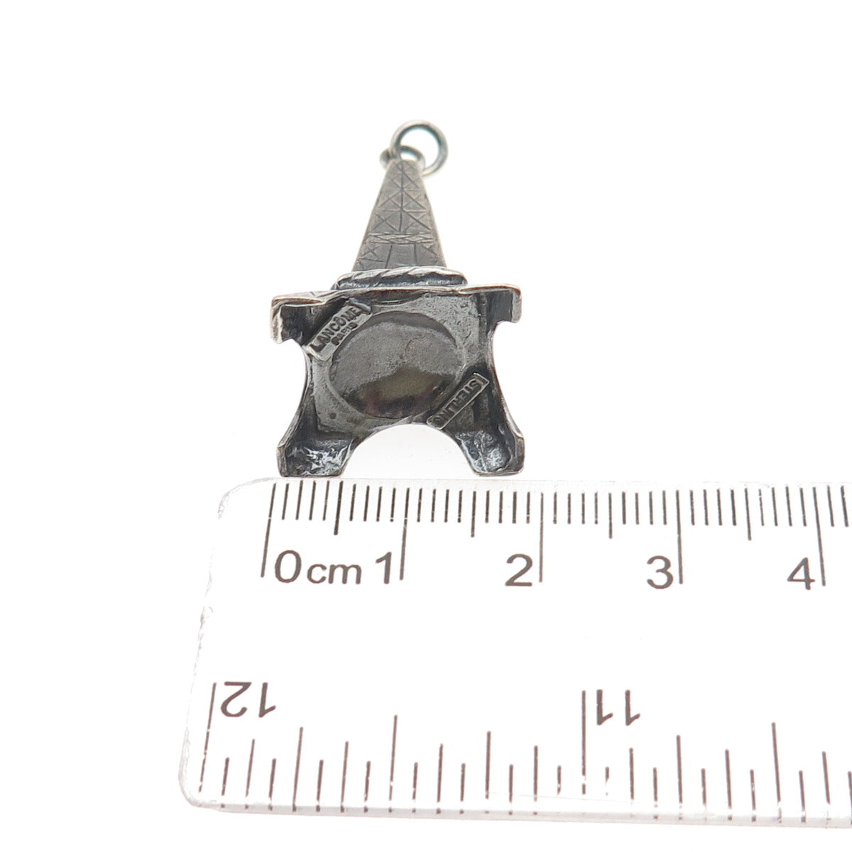 LANCOME Paris 925 Sterling Silver Vintage Eiffel Tower Oxidized 3D Pendant