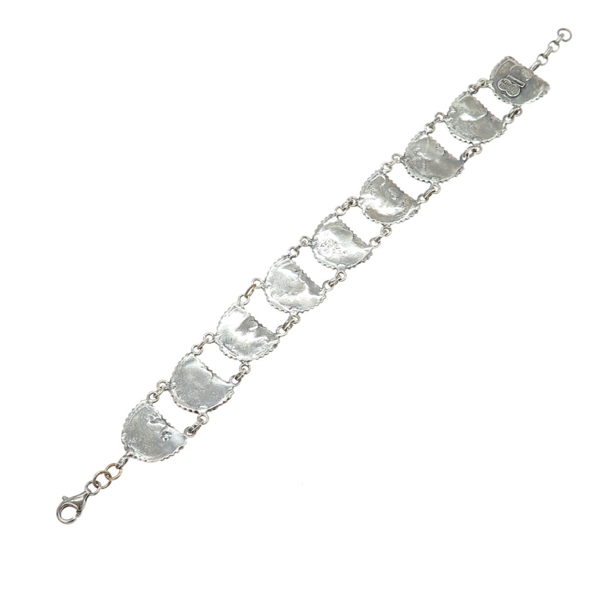 MARCELLO FONTANA 925 Sterling Vintage Italy Modernist Oxidized Bracelet 7-7.75"