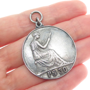 MOELLER Sterling Silver Antique 1920 General Excellence Public School 30 Pendant