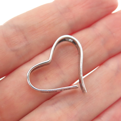 925 Sterling Silver Vintage Modernist Heart Oxidized Slide Charm Pendant
