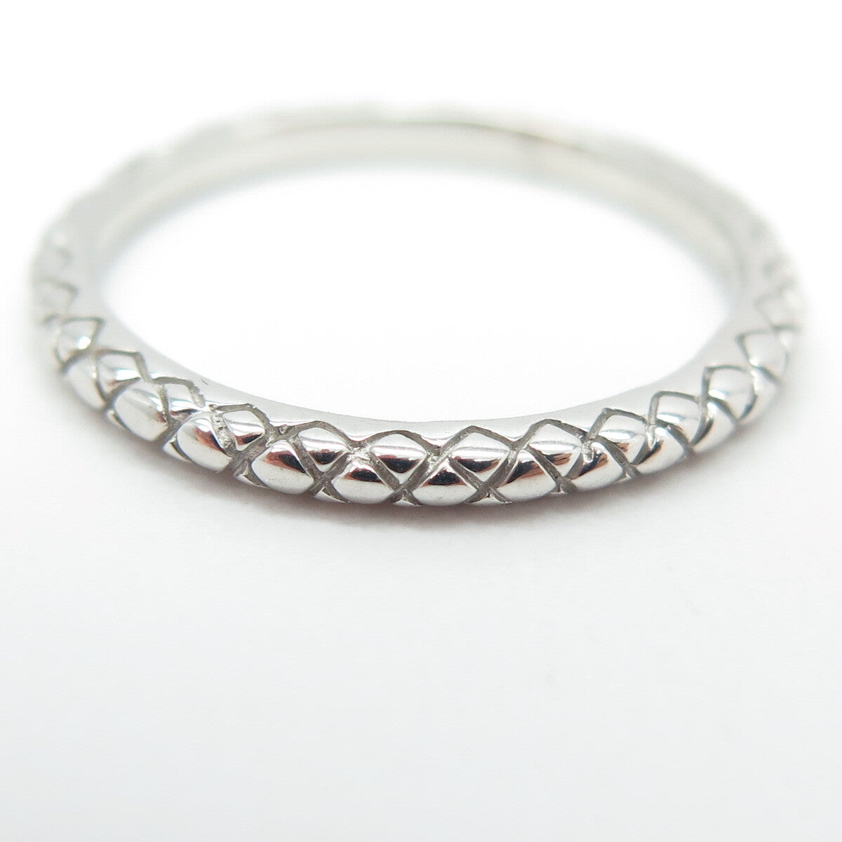 925 Sterling Silver Wicker Band Ring Size 7