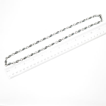 925 Sterling Silver Vintage Mexico Modernist Twisted Chain Oxidized Necklace 24"