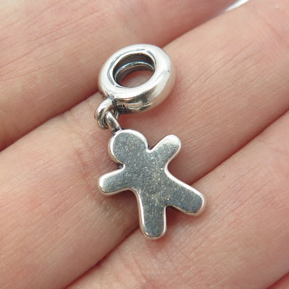 PANDORA 925 Sterling Silver Enamel Gingerbread Man Dangle Charm