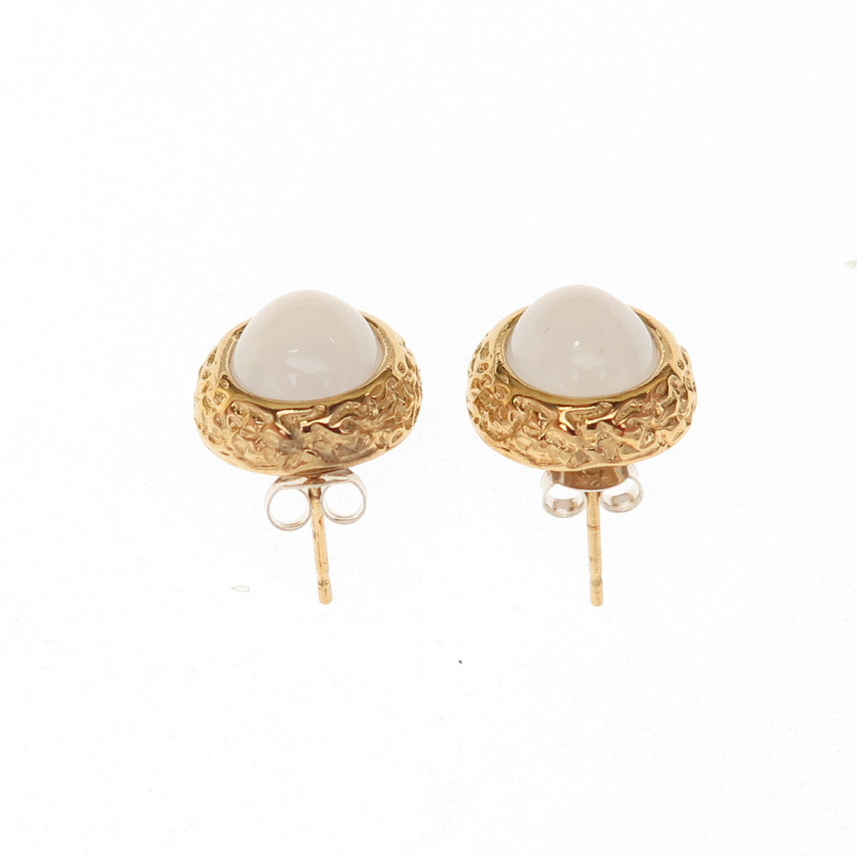925 Sterling Silver Gold Plated Real Chalcedony Nugget Stud Earrings