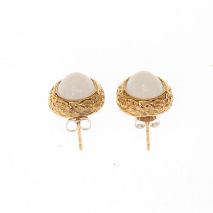925 Sterling Silver Gold Plated Real Chalcedony Nugget Stud Earrings