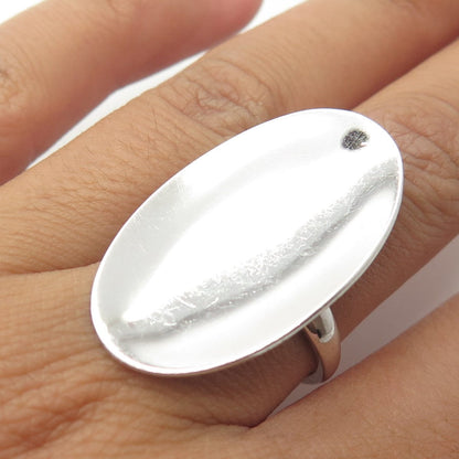 925 Sterling Silver Vintage Finola Modernist Oval Disc Cocktail Ring Size 8