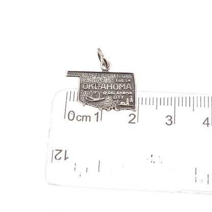 French & Franklin 925 Sterling Silver Vintage Oklahoma State Mini Charm Pendant