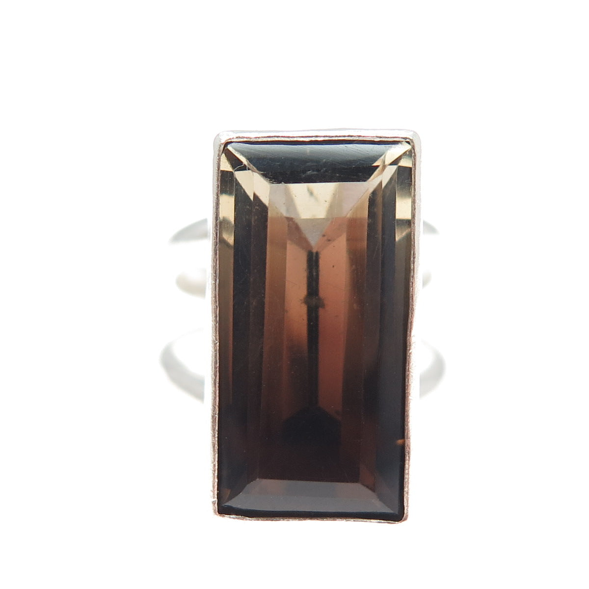 925 Sterling Silver Vintage Real Smoky Quartz Statement Ring Size 5.5