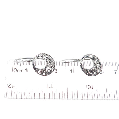 REEDS 925 Sterling Silver Vintage Crescent Circle Dangle Earrings