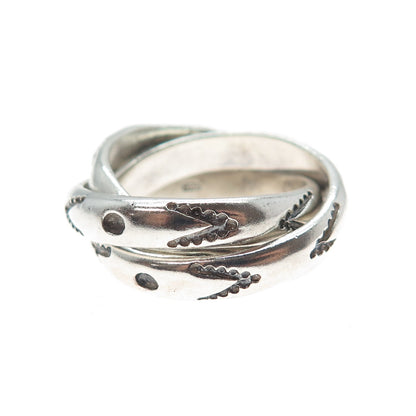 925 Sterling Silver Vintage Arrow Interlocked Trinity Band Ring Size 10.25