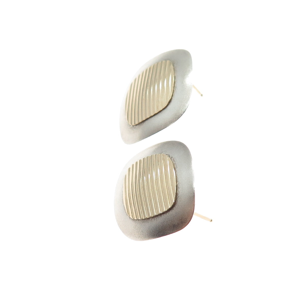 NABCO 925 Sterling Silver 14K Gold Vintage Modernist Earrings