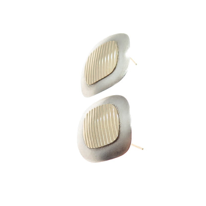 NABCO 925 Sterling Silver 14K Gold Vintage Modernist Earrings