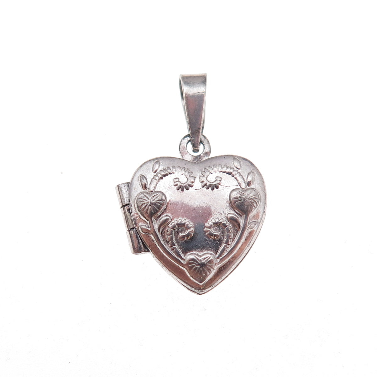 RJ Graziano 925 Sterling Silver Vintage Floral Heart Locket Charm Pendant