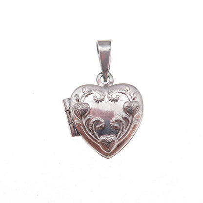 RJ Graziano 925 Sterling Silver Vintage Floral Heart Locket Charm Pendant