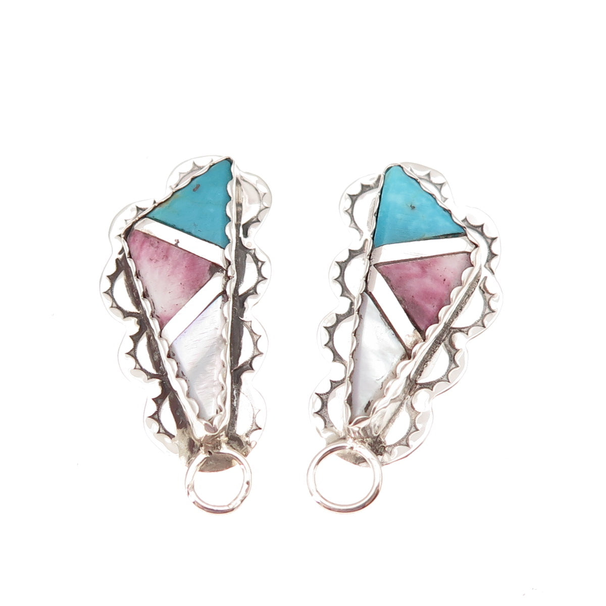 Orlando Crespin Kewa Old Pawn Sterling Silver Vintage Multi-Gem Jacket Earrings