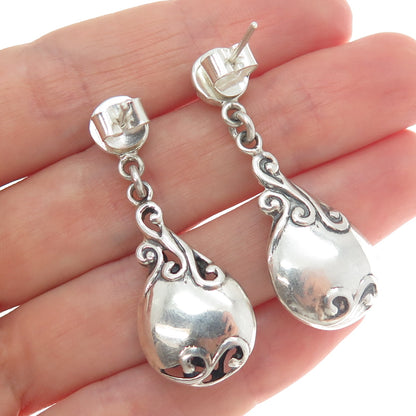 925 Sterling Silver Vintage Swirl Teardrop Dangle Earrings