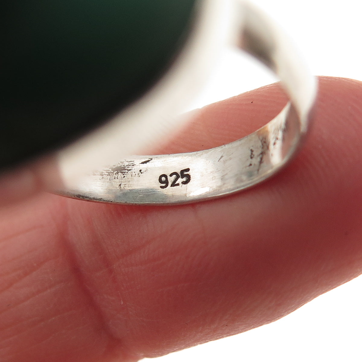 925 Sterling Silver Vintage Real Cabochon Chrysoprase Ring Size 9.5