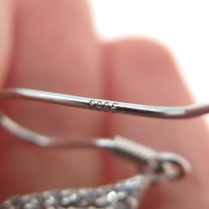 925 Sterling Silver Round-Cut C Z Dangle Earrings