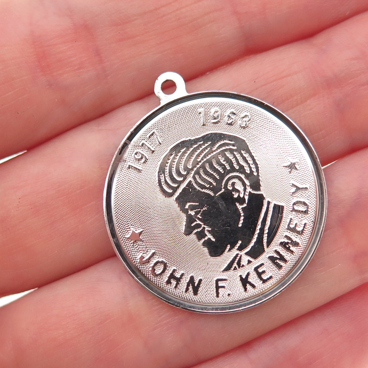 Elco 925 Sterling Silver Vintage John F. Kennedy Charm Pendant