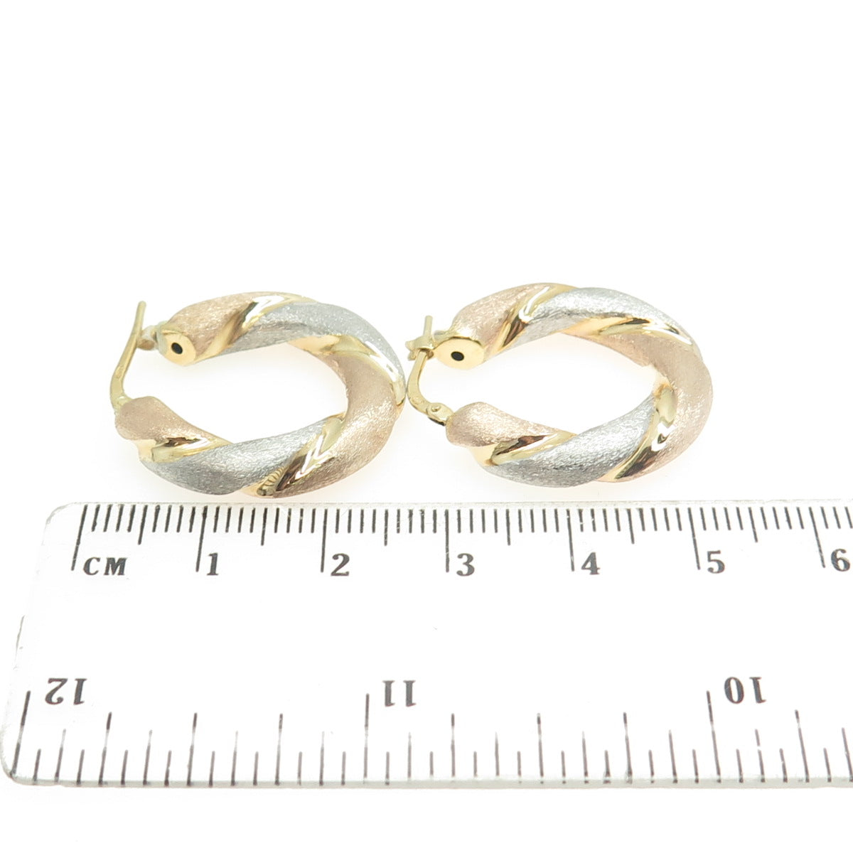 925 Sterling Silver Gold Plated 2-Tone Twisted Hoop Earrings