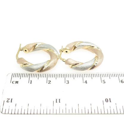 925 Sterling Silver Gold Plated 2-Tone Twisted Hoop Earrings