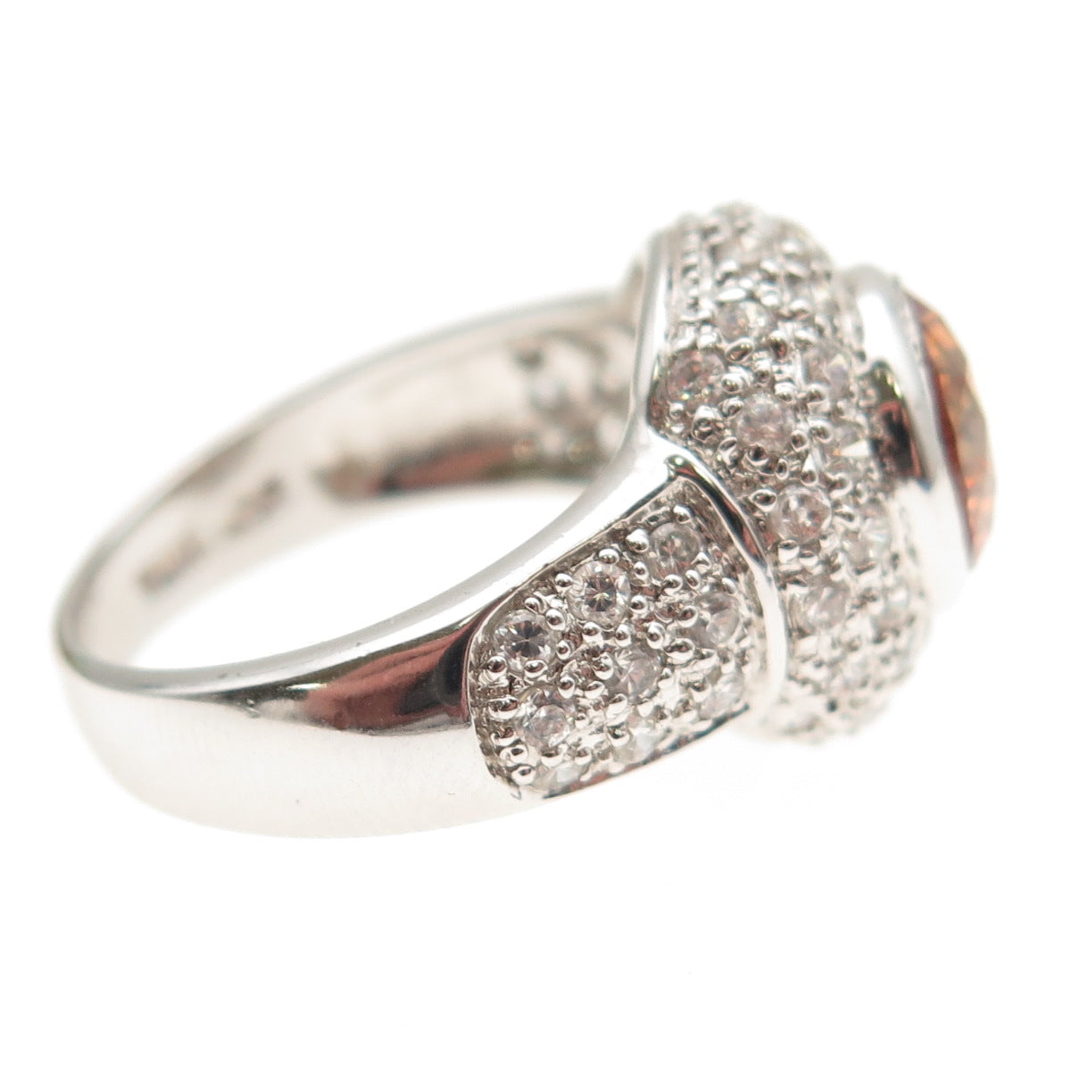 925 Sterling Silver Round-Cut Imperial & White C Z Ring Size 7