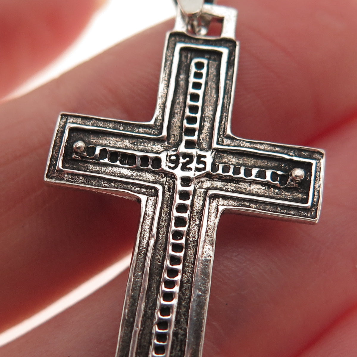 925 Sterling Silver Vintage Crucifix Cross Oxidized Charm Pendant
