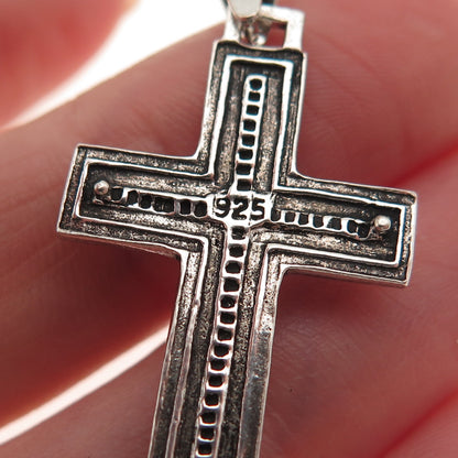 925 Sterling Silver Vintage Crucifix Cross Oxidized Charm Pendant