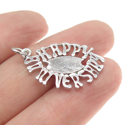 925 Sterling Silver Vintage "Happy Anniversary" Pendant
