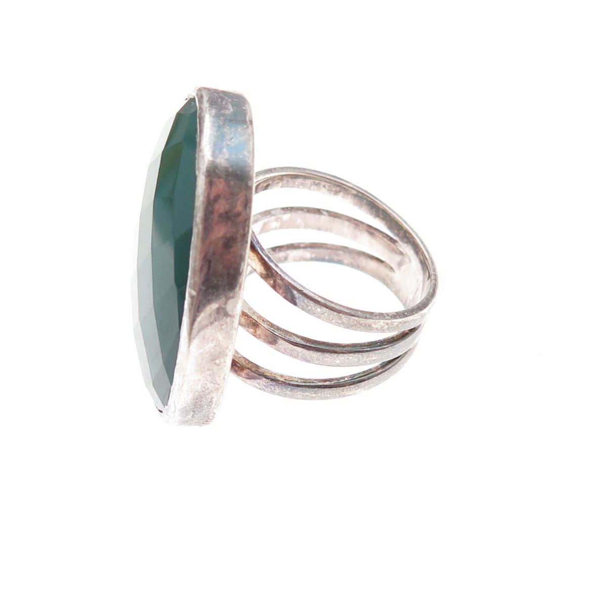 Banana Republic Vintage Real Green Onyx Modernist Oxidized Ring Size 7.25