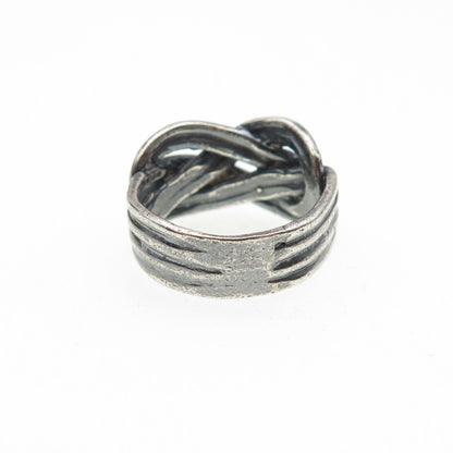 925 Sterling Silver Vintage Modernist Knot Oxidized Ring Size 5.5