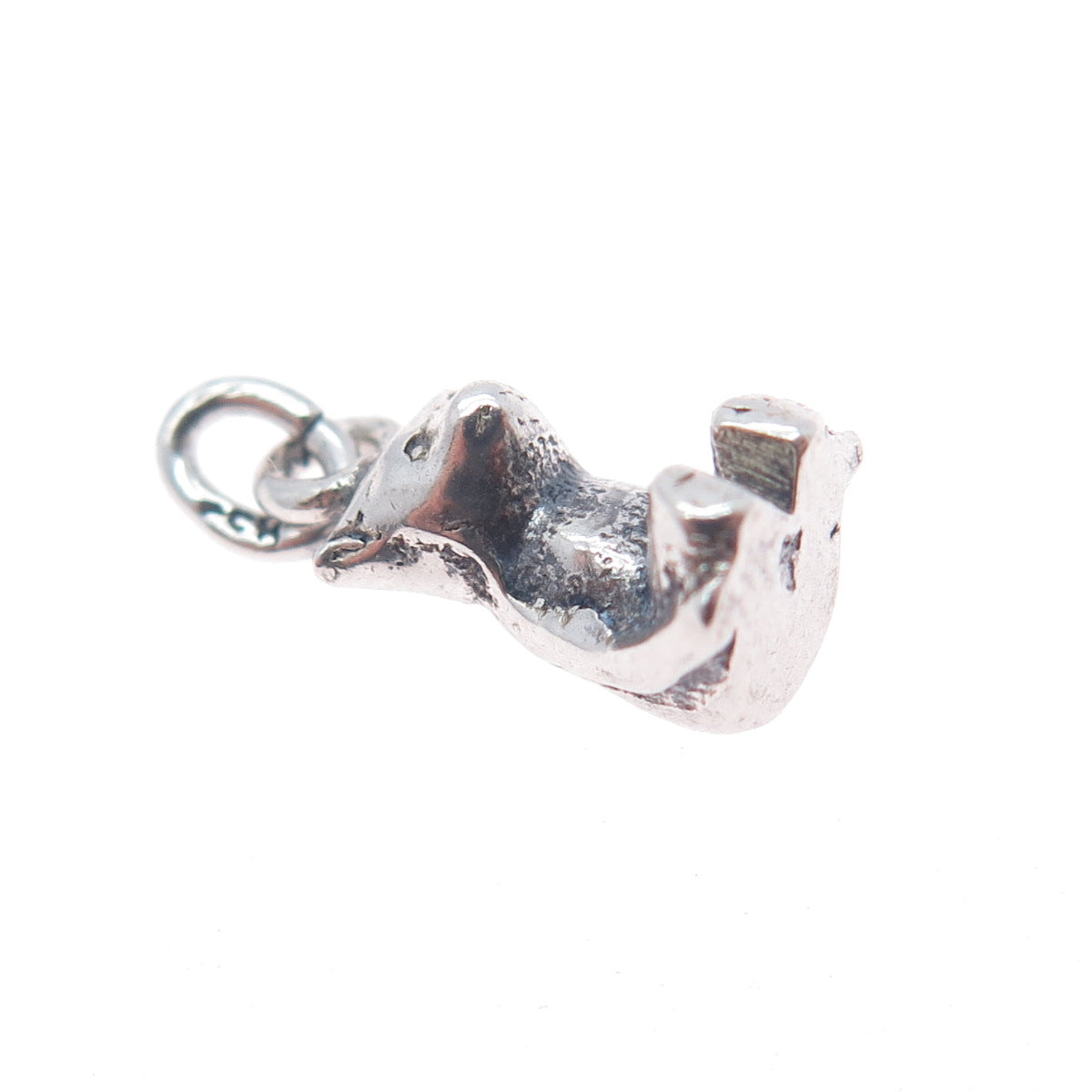 835 Silver Vintage Bear Oxidized Minimalist 3D Charm Pendant
