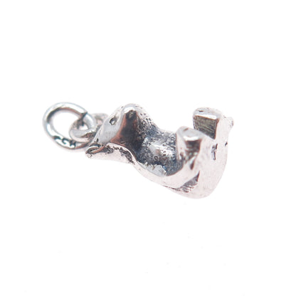 835 Silver Vintage Bear Oxidized Minimalist 3D Charm Pendant