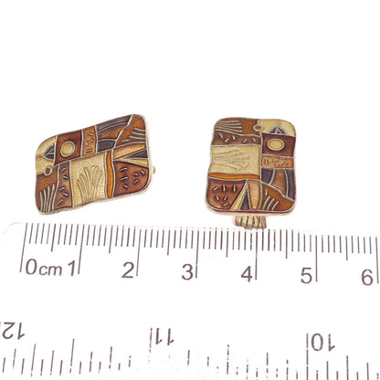 David Andersen 925S Sterling Vintage Norway Four Seasons Autumn Clip On Earrings