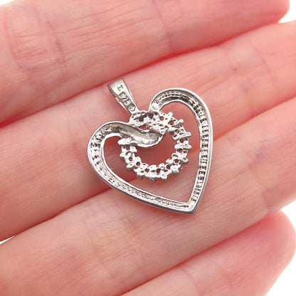 Jewelry Concepts Sterling Silver Round-Cut Pink C Z Heart Mini Charm Pendant