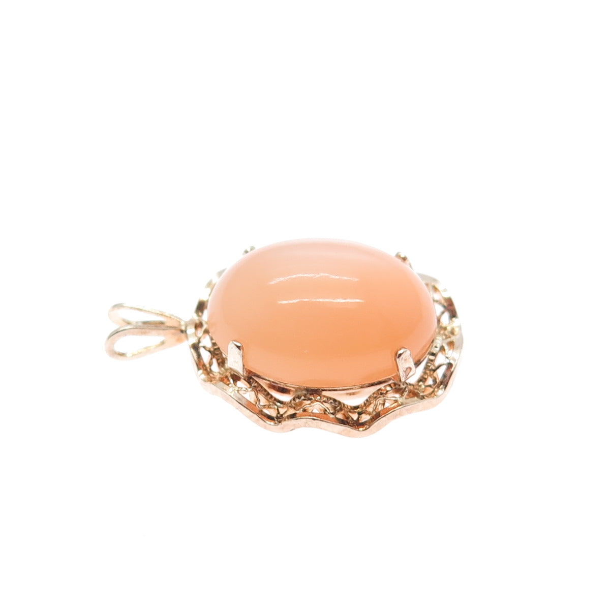 925 Sterling Silver Gold Plated Vintage Optic Fiber Cat's Eye Minimalist Pendant