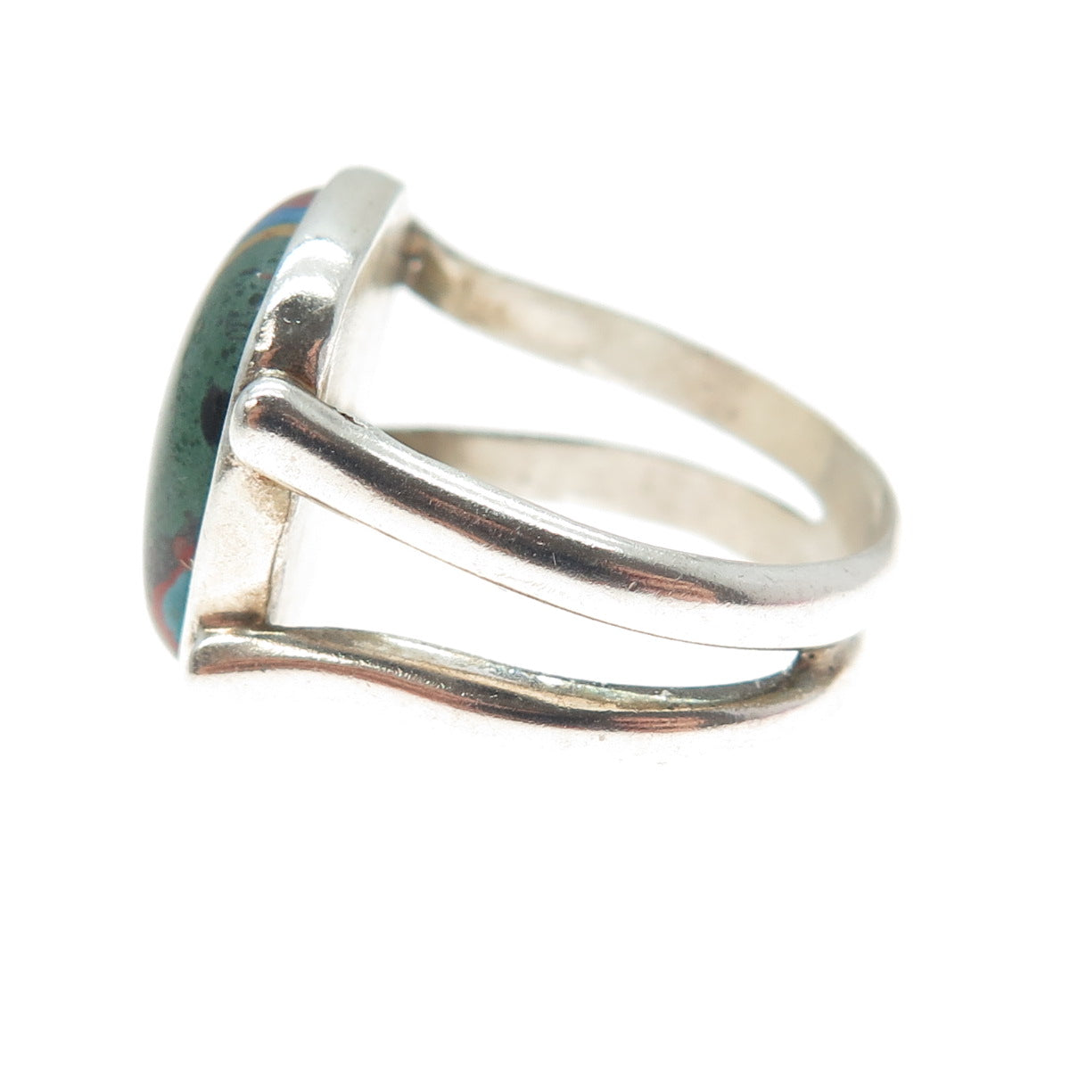 JAY KING DESERT ROSE 925 Sterling Silver Vintage Rainbow Calsilica Ring Size 7.5
