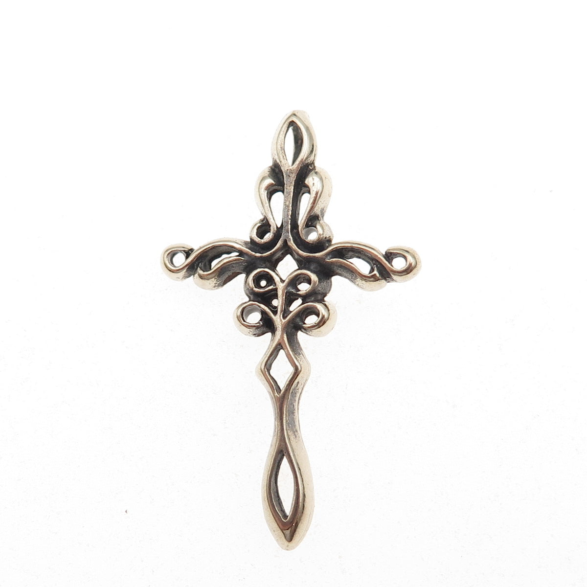 925 Sterling Silver Vintage Cross Oxidized Slide Charm Pendant