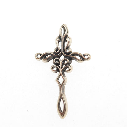 925 Sterling Silver Vintage Cross Oxidized Slide Charm Pendant