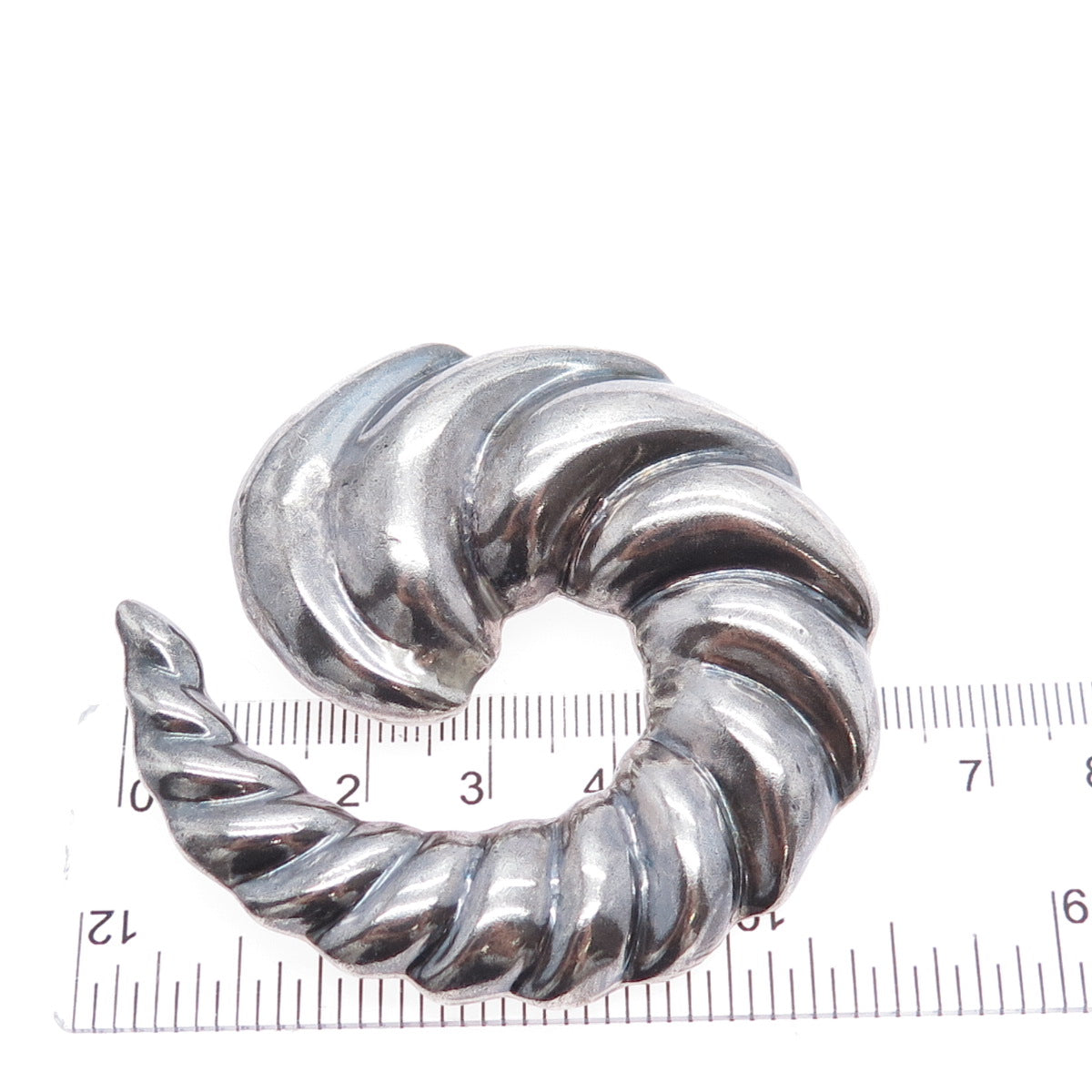 925 Sterling Silver Vintage Mexico Modernist Swirl Oxidized Pin Brooch / Pendant