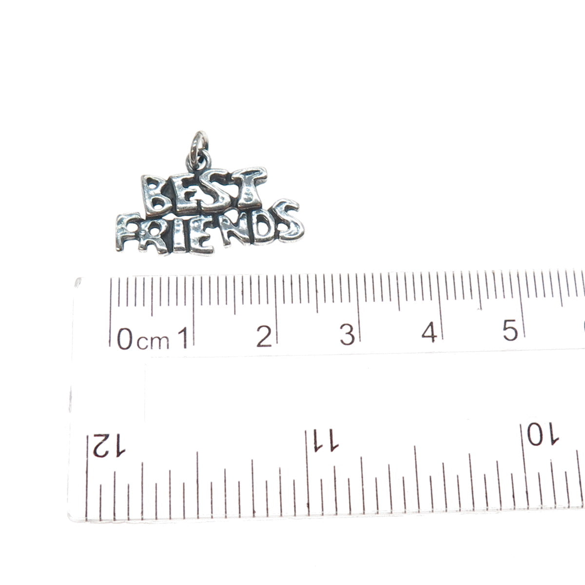 SUNDANCER 925 Sterling Silver Vintage Best Friends Oxidized Charm Pendant