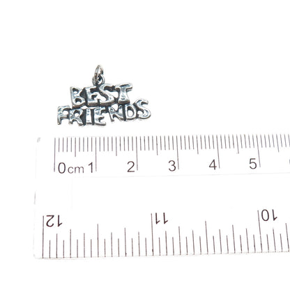 SUNDANCER 925 Sterling Silver Vintage Best Friends Oxidized Charm Pendant
