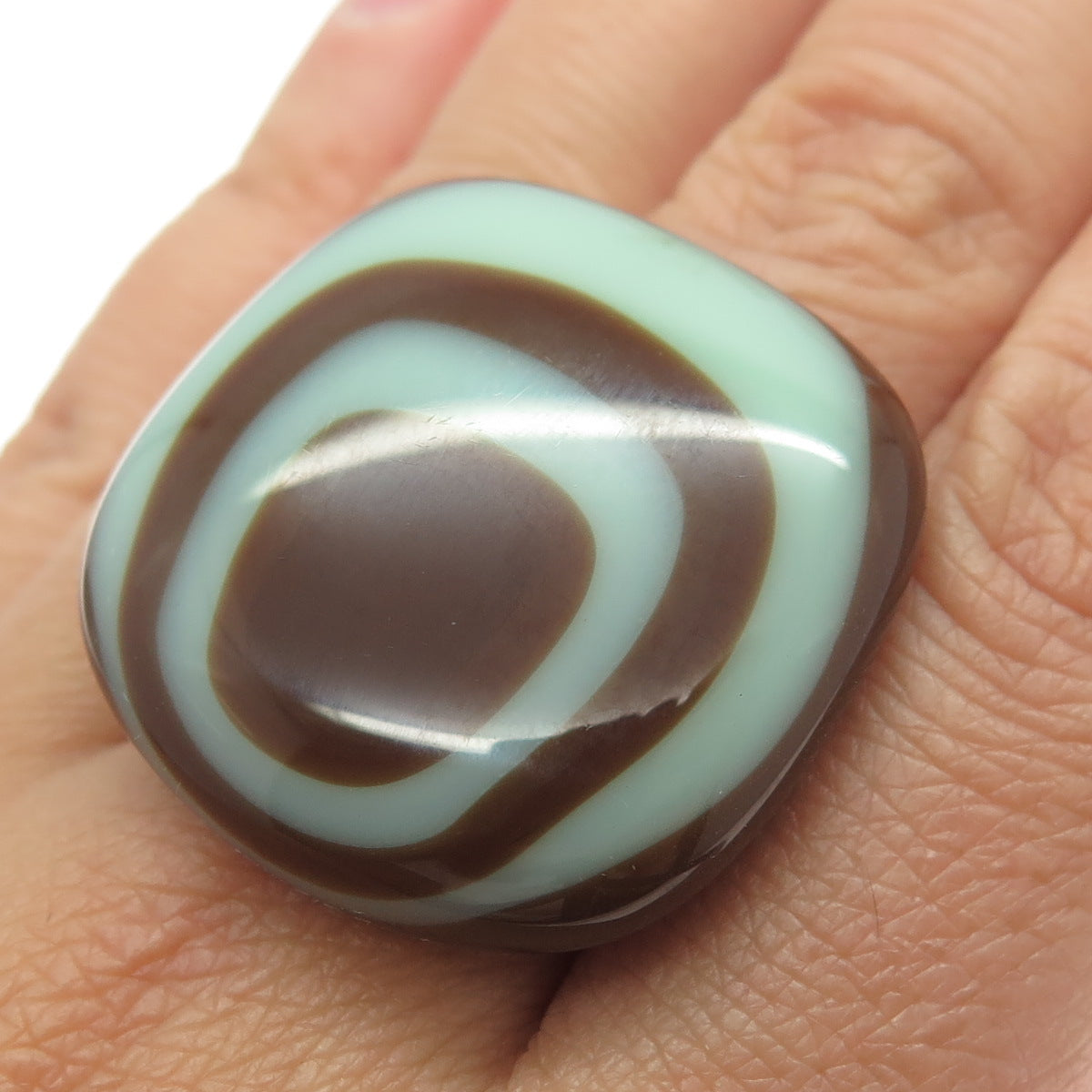 COLETTE MALOUF 925 Sterling Silver Vintage Murano Glass Adjustable Ring Size 6.5