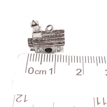 J.M. FISHER 925 Sterling Silver Vintage Old Church Mini 3D Charm Pendant