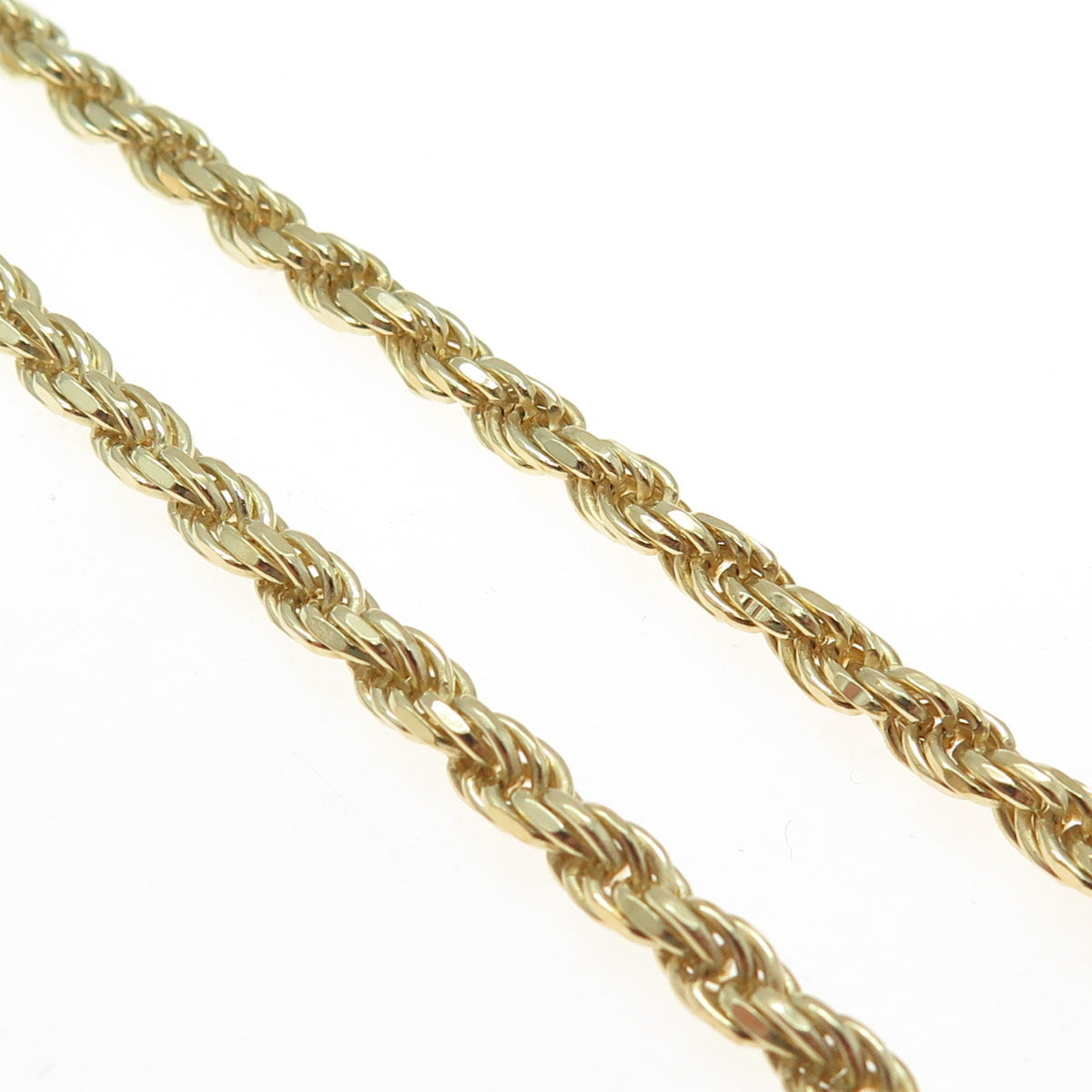 925 Sterling Silver Gold Plated Italy Rope Chain Necklace 16"