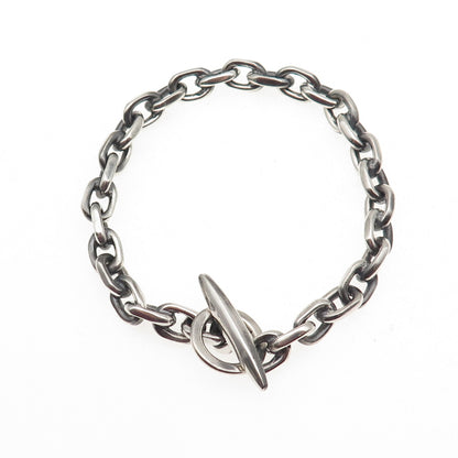 925 Sterling Silver Vintage Cable Link Oxidized Bracelet 7.25"